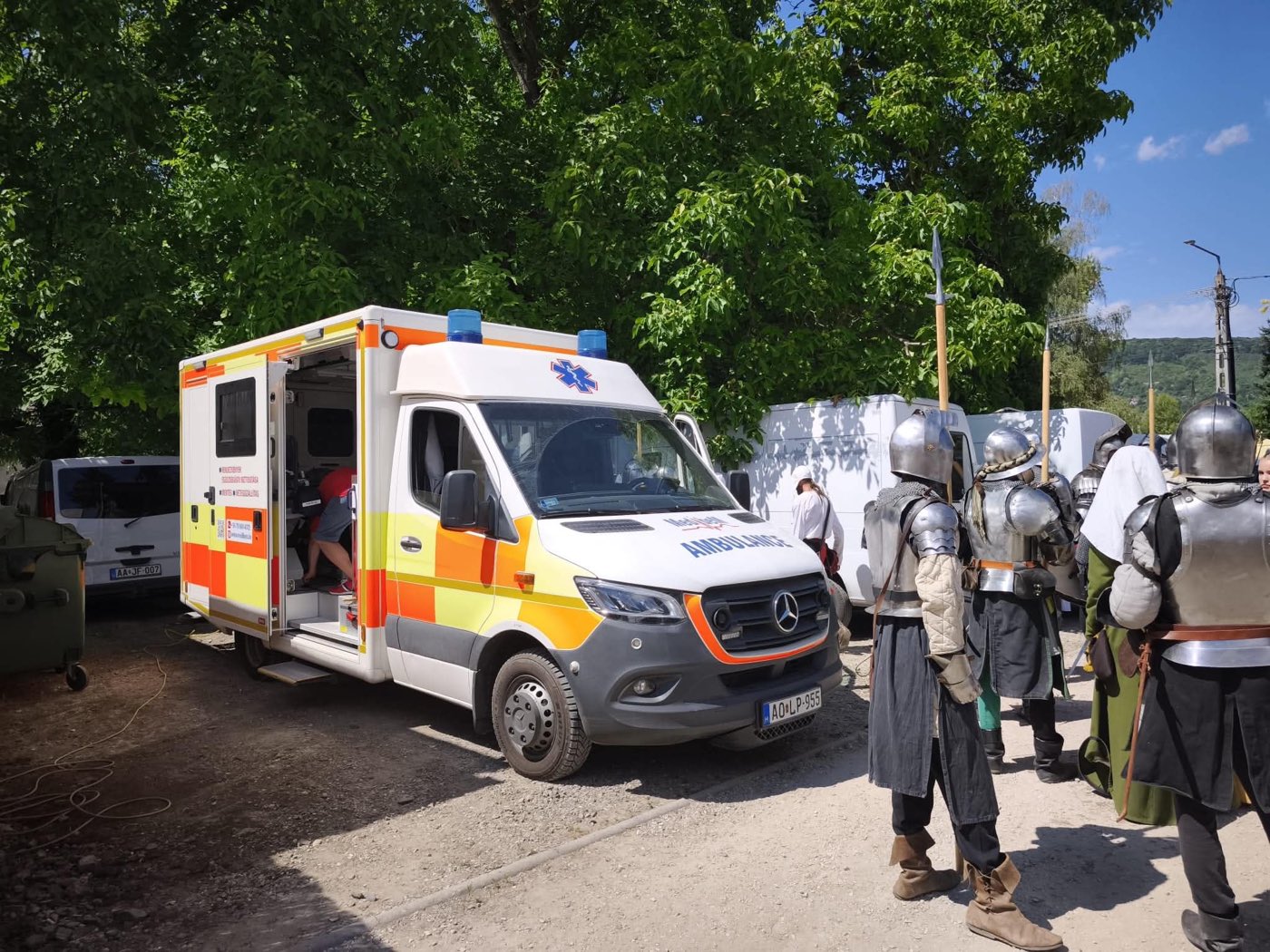 Medical crew preparing at an event venue